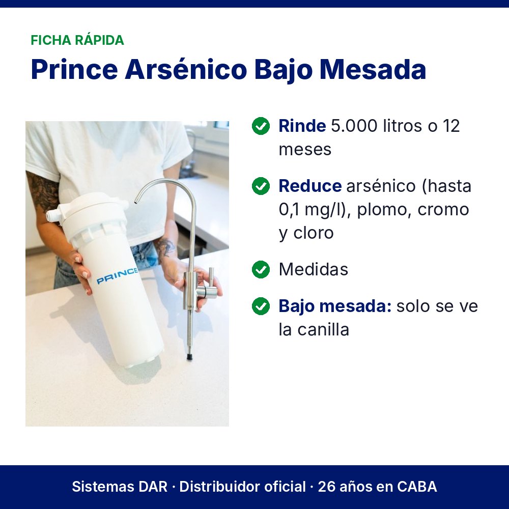 Ficha rápida: Purificador Prince Arsénico Bajo Mesada