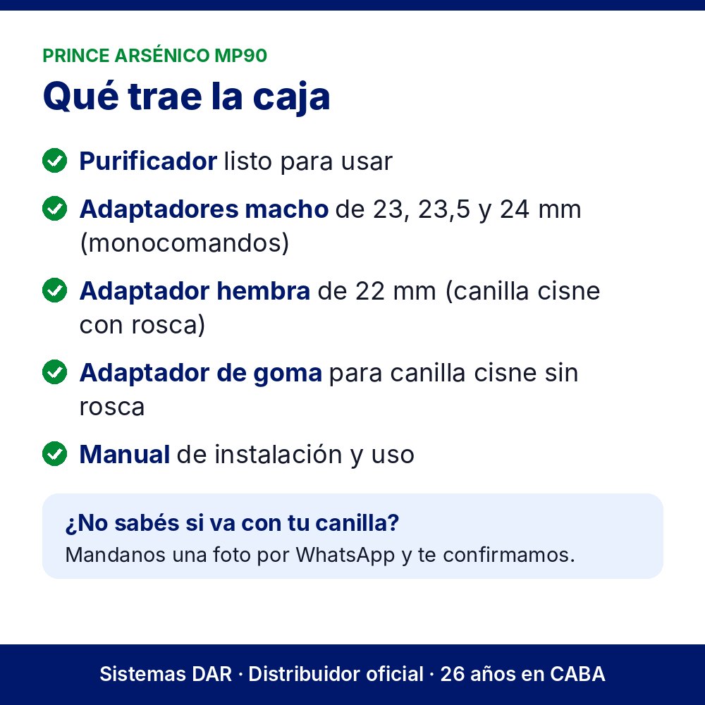 Qué trae la caja: Purificador Prince Arsénico MP90