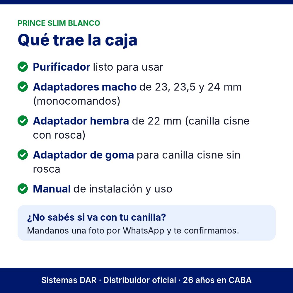 Qué trae la caja: Purificador Prince Slim Blanco